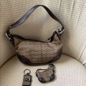 Coach purse authentic brown like new with two purse clips